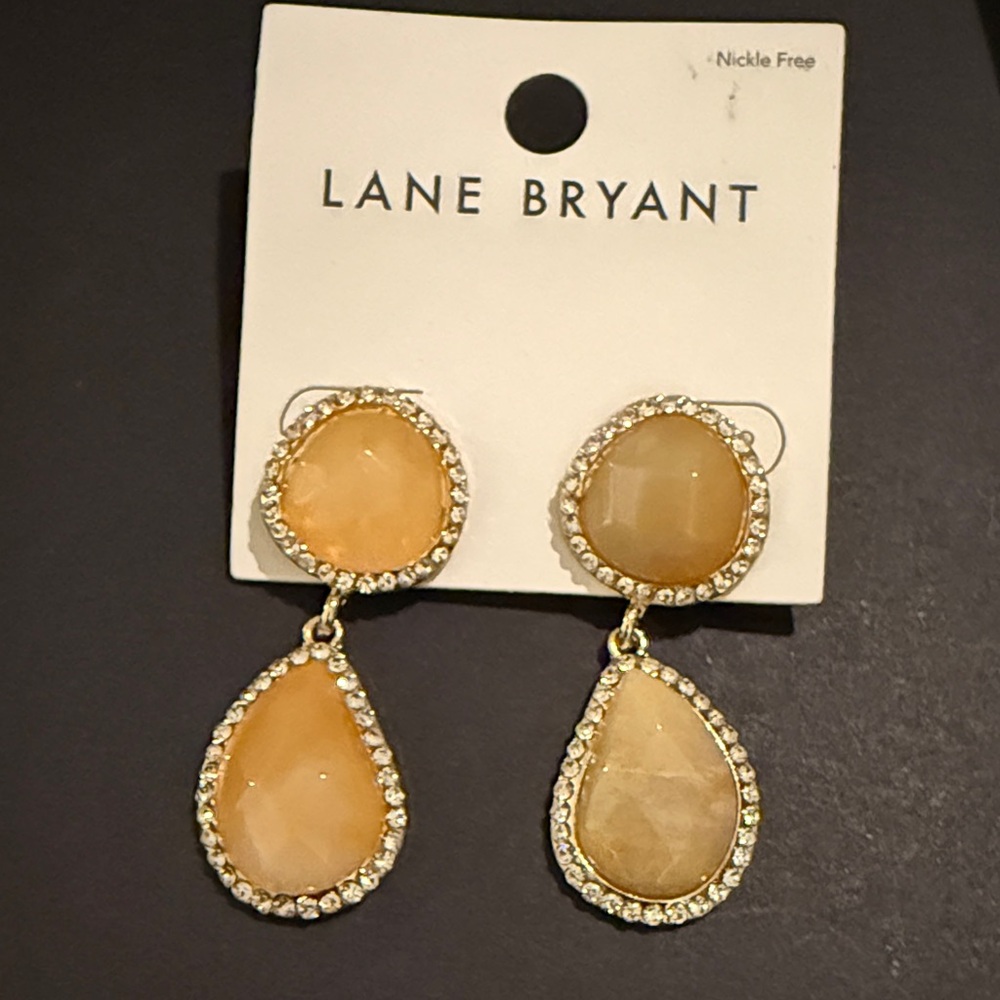 Lane Bryant Gold and Orange Teardrop Earrings